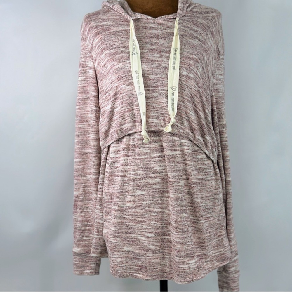Latched Mama Nursing‎ Hoodie Women Size M Pink Marled Good Breastfeeding Top